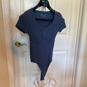 Aerie Blue Ribbed Bustier Bodysuit